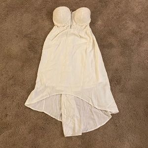 Full tilt white strapless high low dress